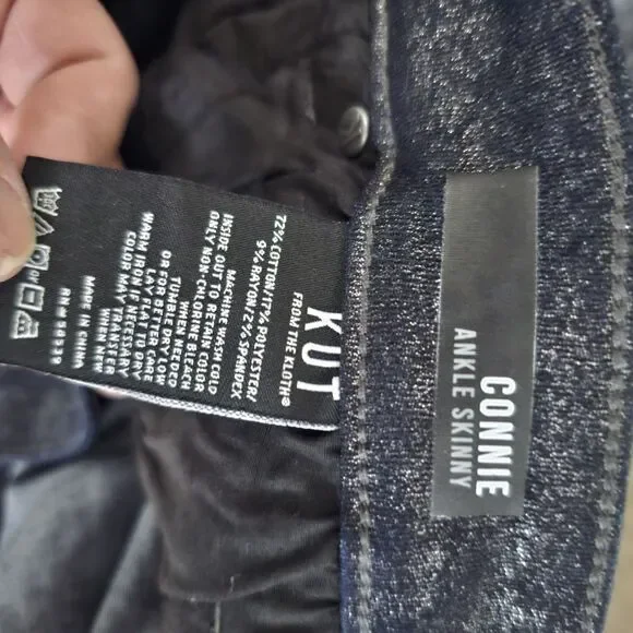 Kut From The Kloth Connie‎ Ankle Skinny Jeans Blue Sparkle Glitter Size 12 - Picture 10 of 10